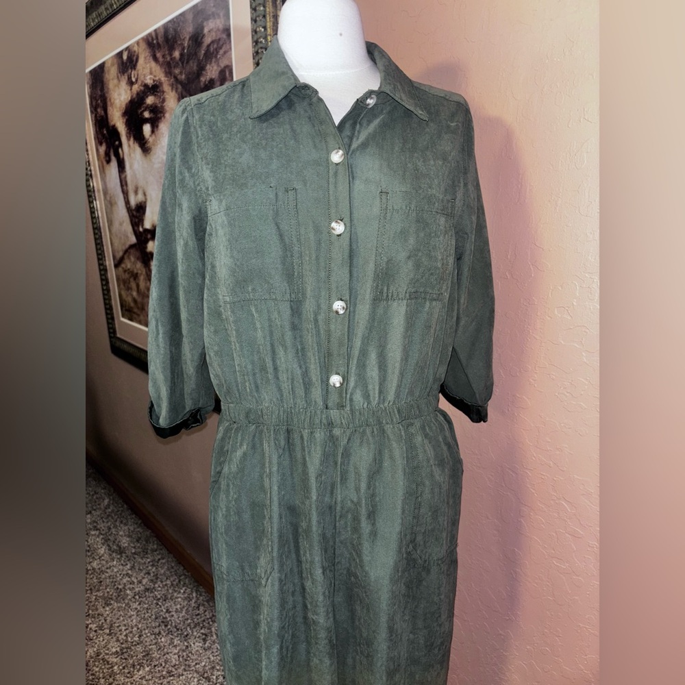 Wonder Nation Olive Green bottom down jumpsuit fits medium